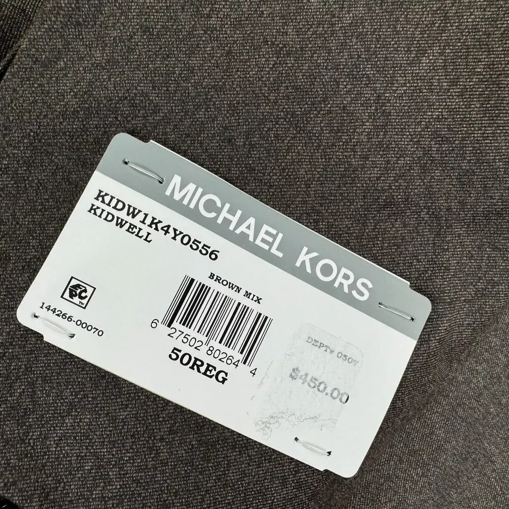Michael Kors Mens Kidwell Classic Fit Wool Blend Stretch Suit Jacket Brown 50R